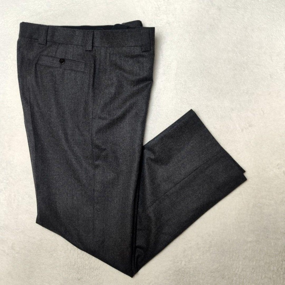Caruso Pants Mens 36x29 Gray Wool Flannel Flat Front Superfine 120s Italy Suit